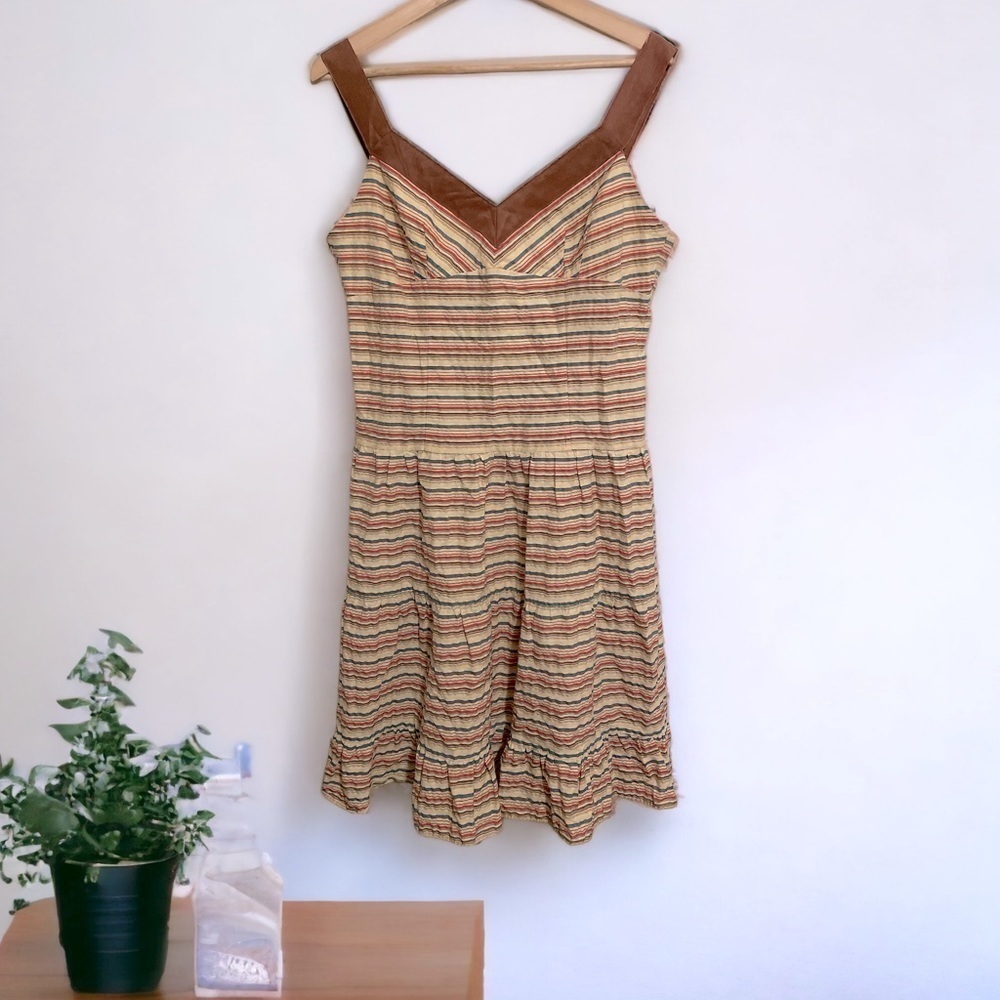 Giorgio Fiorlini Collection Women’s Sundress Size 14 Striped Ruffle Hem Dress - Picture 2 of 8